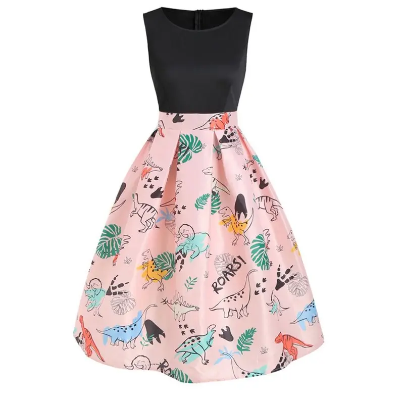 Женское винтажное платье без рукавов с принтом животных милые вечерние