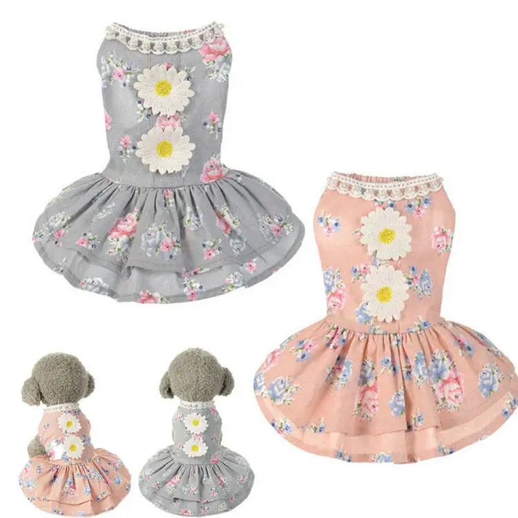 Летний костюм Собака Хлопок Одежда для животных щенков принцесса юбка жилет