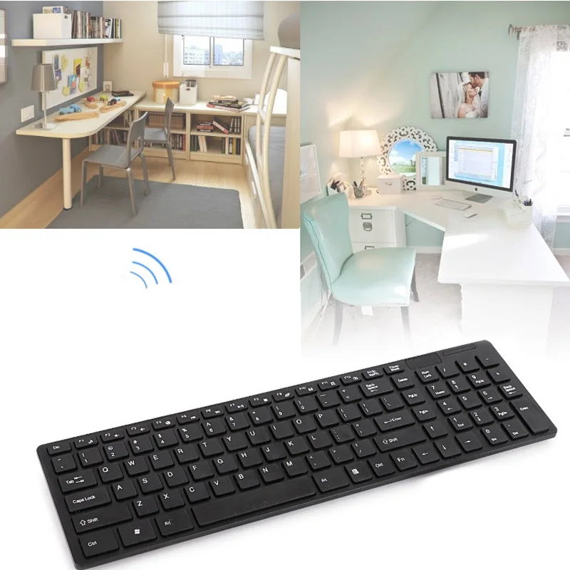 Игровая клавиатура мышь комбо беспроводная 2 4G Ультра тонкая Бесшумная