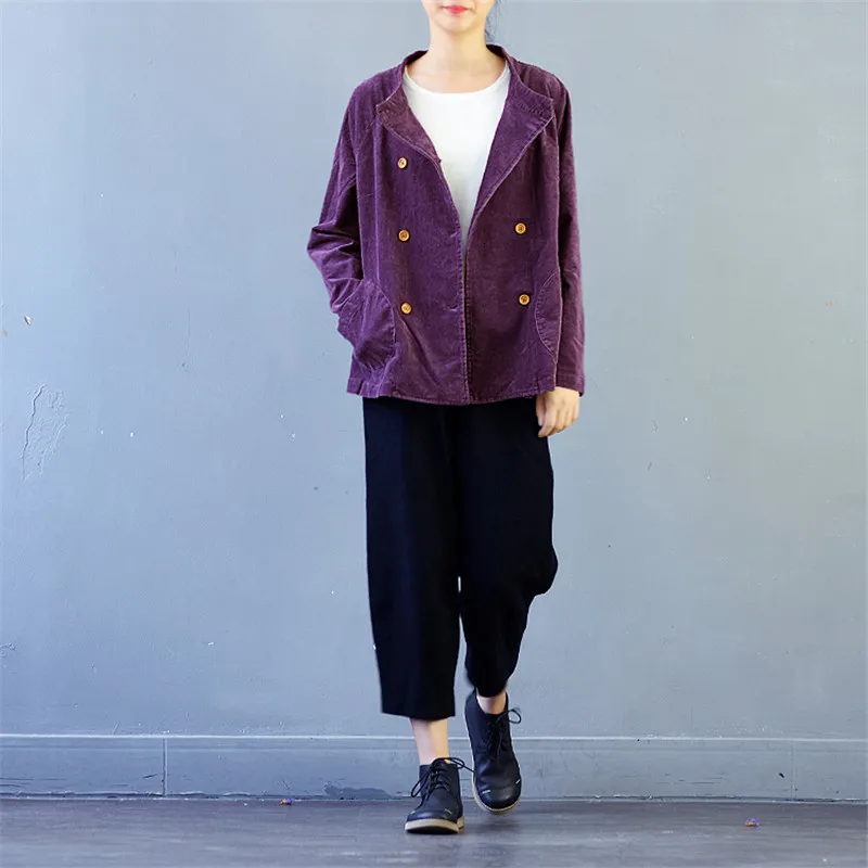 2018 осень зима куртки Для женщин Повседневное Твердые вельветовые короткие