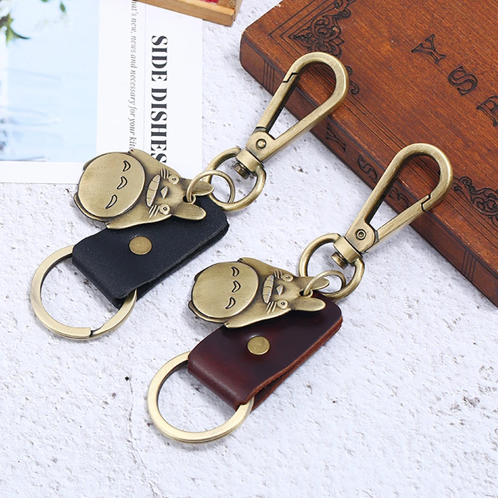 3.3*3.2CM Cute Totoro Key Chains Women Cowhide Leather Keyring Car Bag Pendant My Neighbor Keychain Japan Cartoon Jewelry | Украшения и