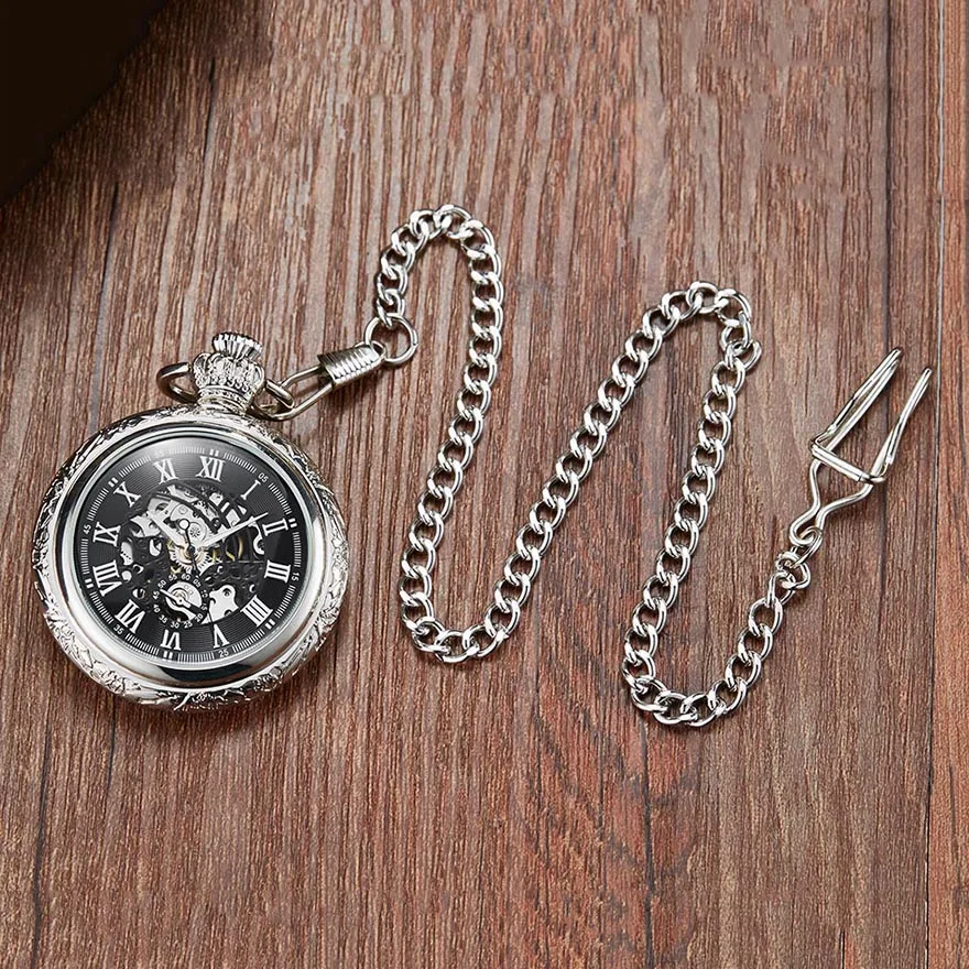 Мужские Механические карманные часы с бронзовым/серебряным циферблатом ручная