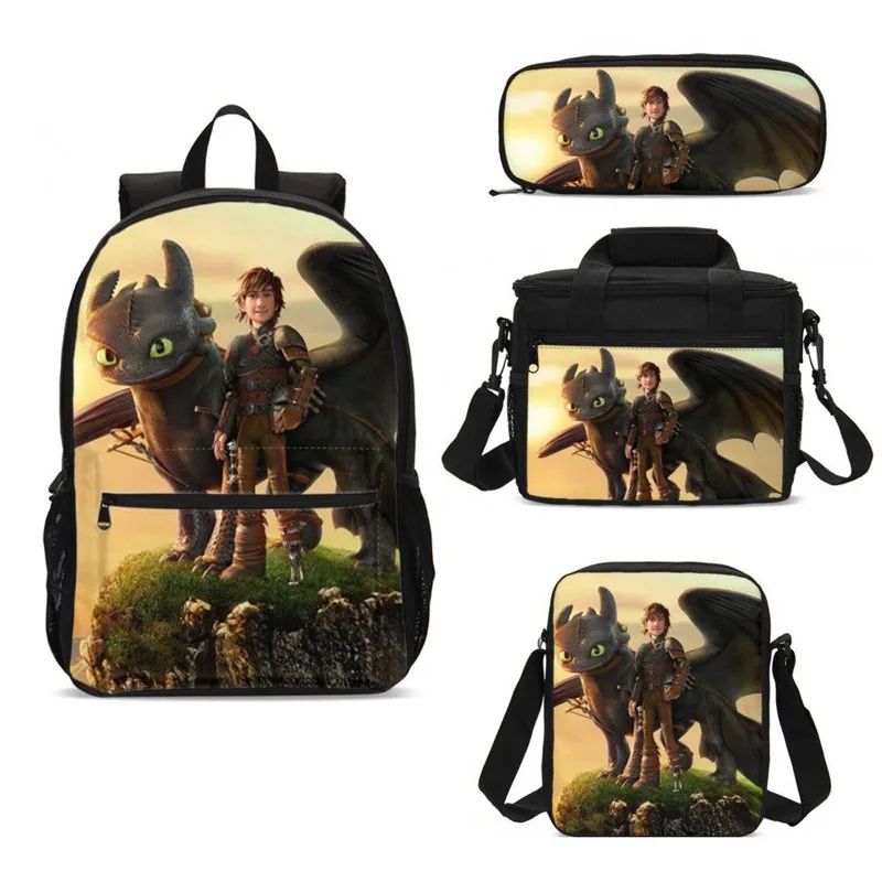 4 шт./компл. портфель школьные сумки для мальчиков и девочек крутой аниме