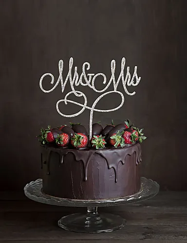 Золотой, Серебряный акрил торт Топпер Mr& Mrs свадебный торт Топпер Свадебные украшения торт аксессуар вечерние украшения - Цвет: silver