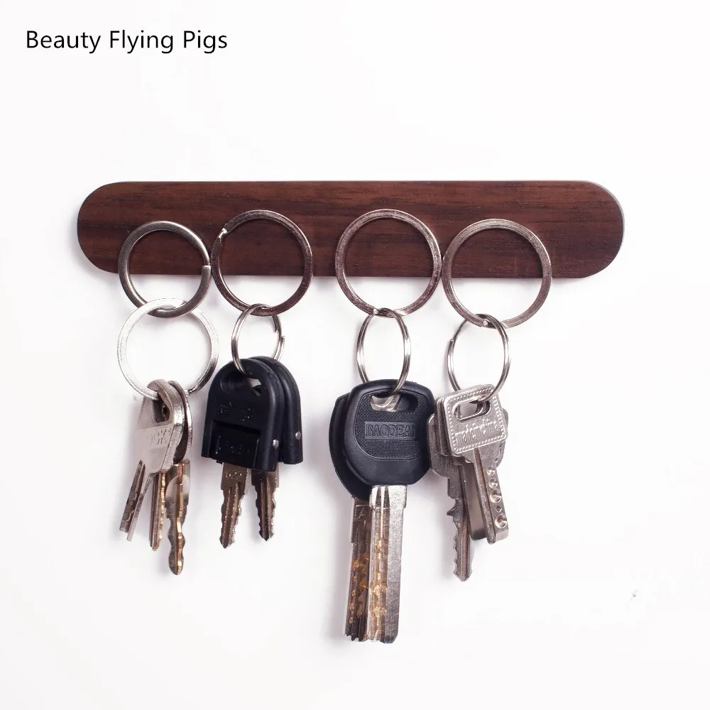 Wood Key Holder Wall Key Storage Organizer Strong Magnetic Key Rack Hanger Key Ring Hooks Clerk Housekeeper on the wall