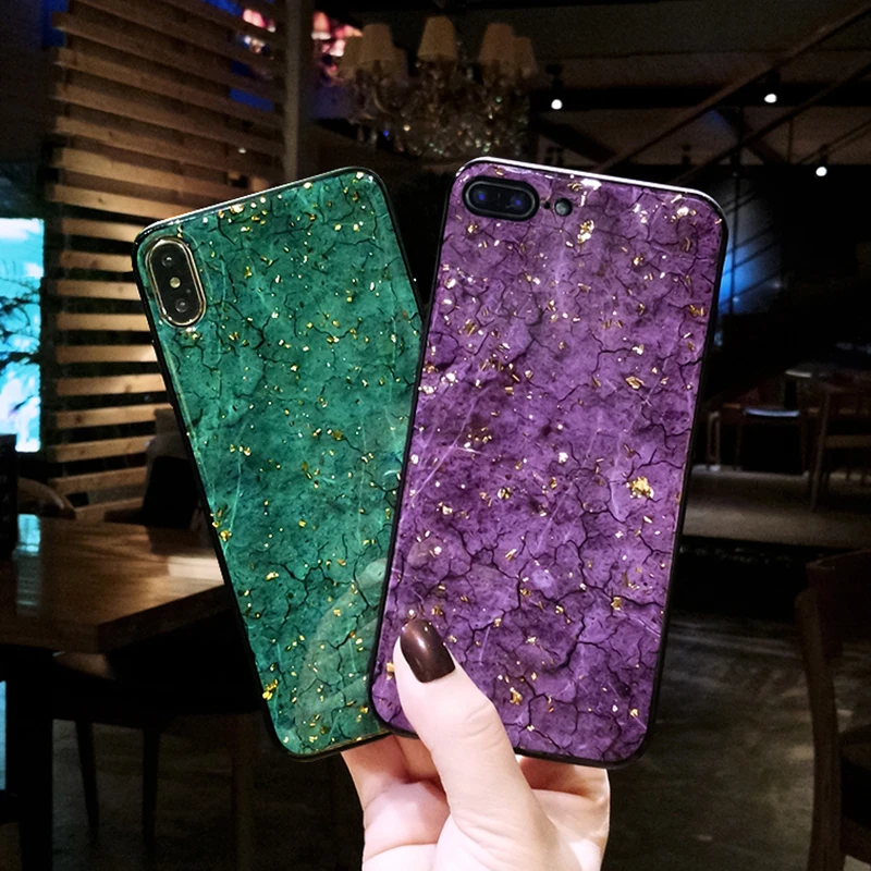 Для iphone XS X 10 XR Max ретро золотой фольги мрамор мягкий силиконовый блестящий чехол
