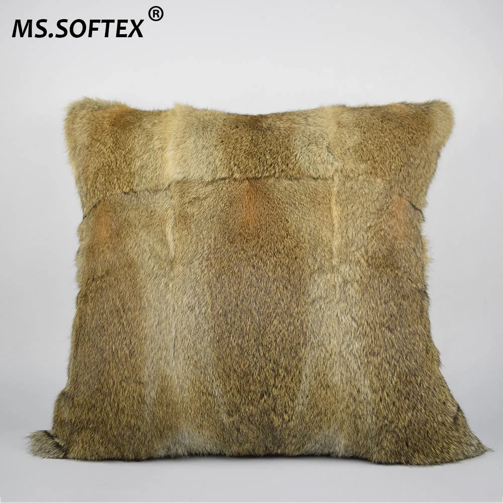 MS.Softex натуральный кроличий мех кожи Подушка Чехол из натурального кроличьего