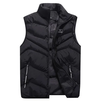 WT61 Black 4XL Теплые Жилеты, мужская куртка, жилет без рукавов, зимний качественный однотонный тонкий повседневный мужской жилет с хлопковой подкладкой - Цвет: WT61 Black