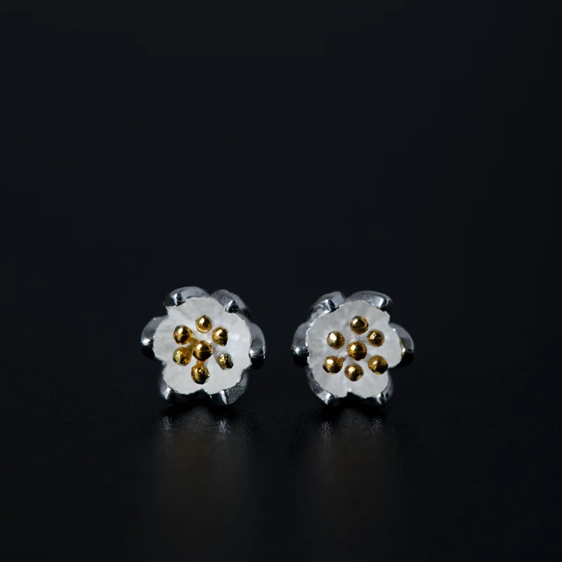 Женские серьги-гвоздики из серебра 100% пробы с цветком лотоса | Украшения и