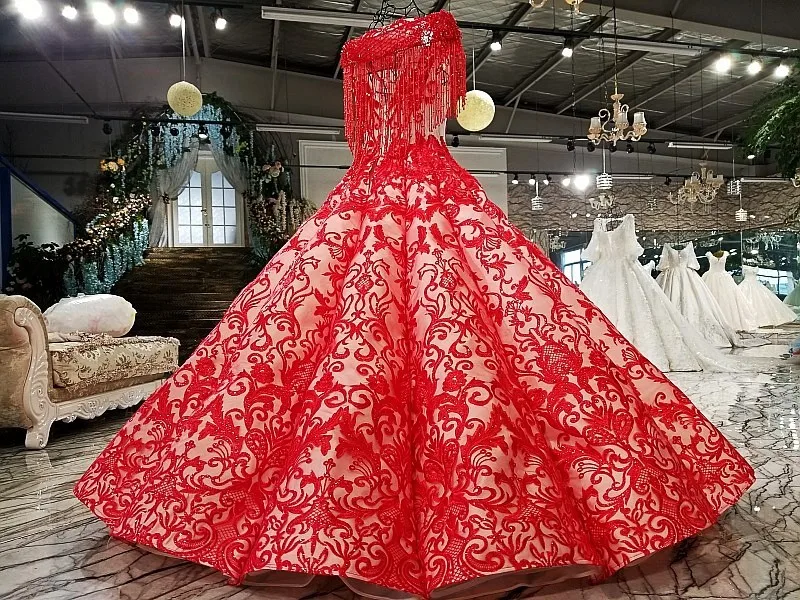 21047 2018 Новый дизайн красное вечернее платье с рукавами крылышками фатиновое