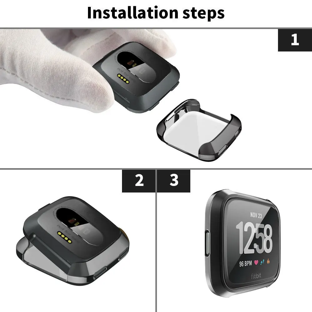 360 градусов Защитная крышка для Fitbit Versa Band чехол покрытие Coque Fit Bit Versa аксессуары для часов защитный чехол для экрана