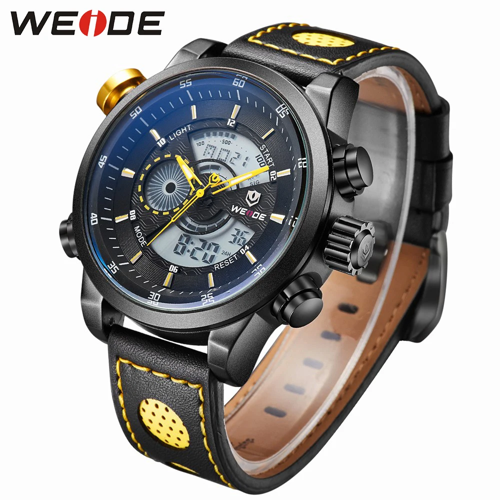 WEIDE Спорт Секундомер Сигнализации Роскошные Часы Черный Циферблат