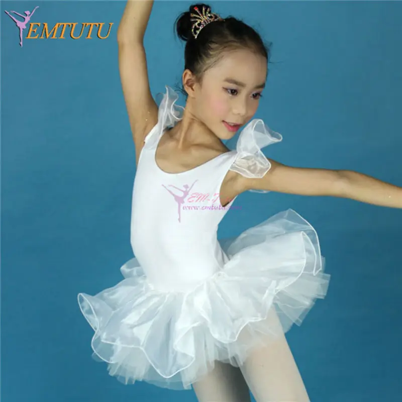 Балетная одежда из хлопка лайкры тюля розового и белого цвета детский купальник