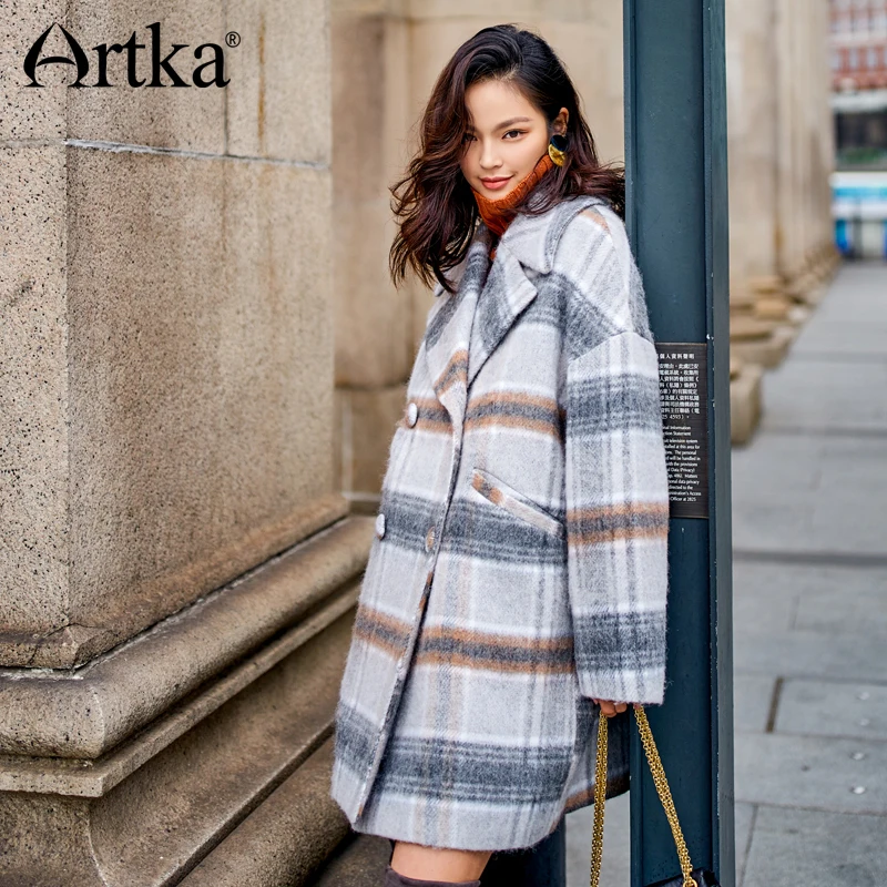 ARTKA 2018 Новая городская серия осень и зима двубортное пальто на пуговицах средней