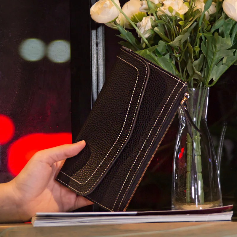 

BLEVOLO Phone Pocket Fashion Slim Clutch Bags Multi-Card Slots Lady Wallets Zipper Leather Long Purses Wallet For Women Handbag