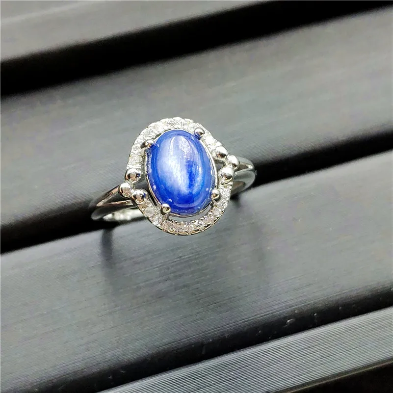 9x7mm Natural Kyanite Ring Healing Round Shape AAAAA Cat Eye Party Luxury Wedding Adjustable Fashion Rings Jewelry Drop Shipping | Украшения