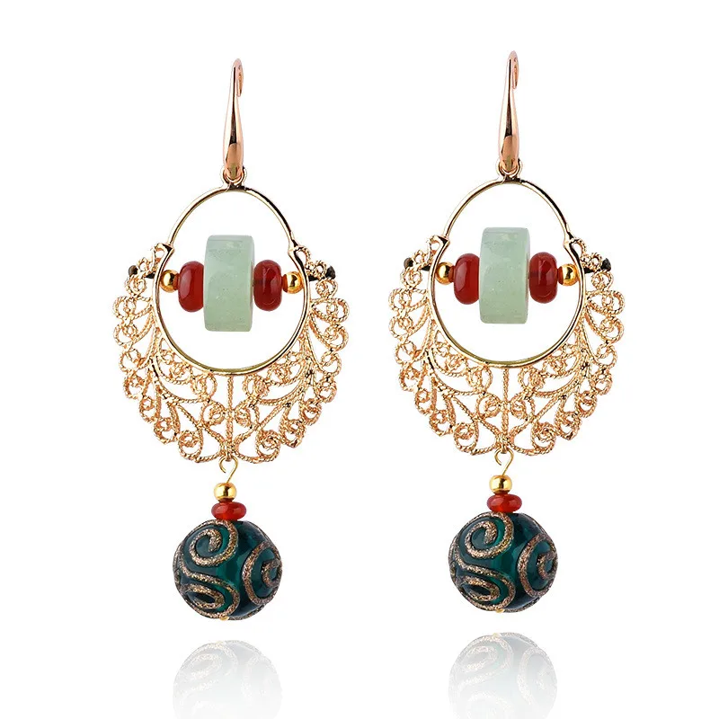 

women earring new delicate gold hollow pendant match fashion vintage jewelry accessories fine drop earrings marry love gift D178