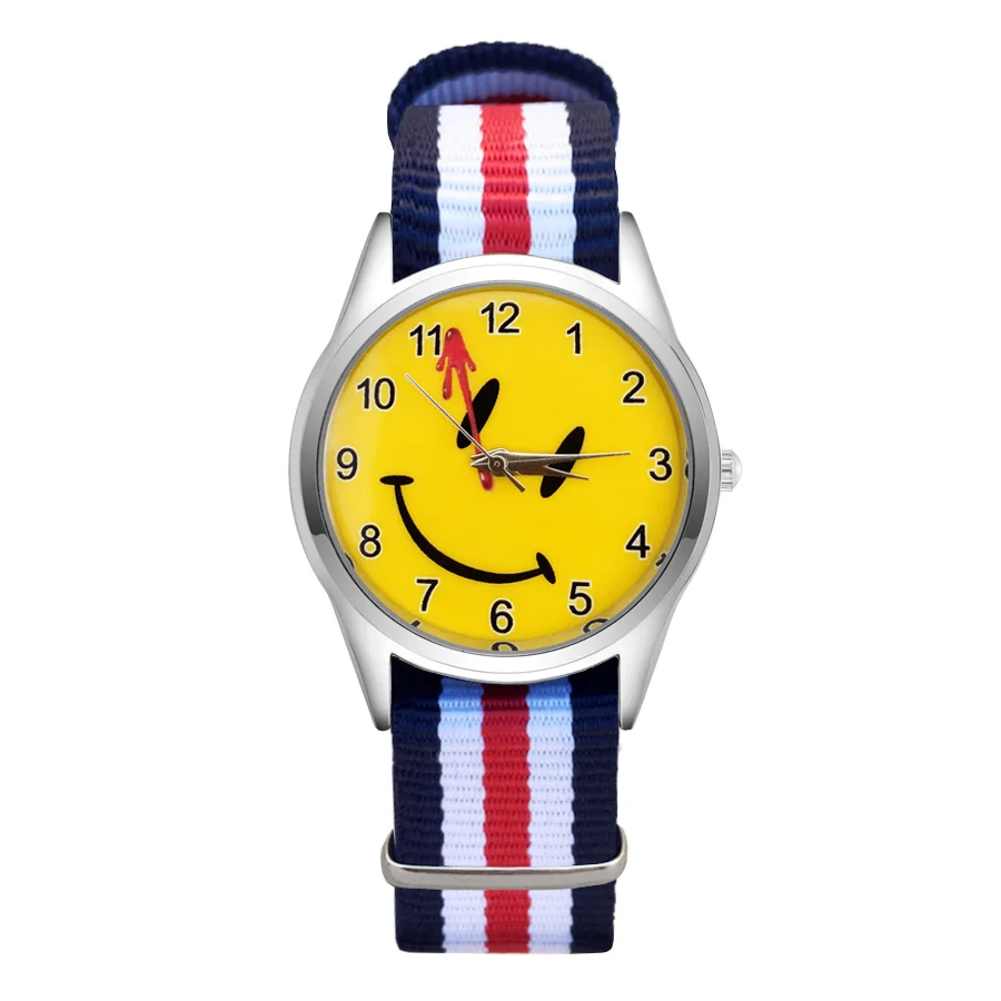 Cartoon pretty Smiley face style Watches Women's Girls Students Boy's Children Nylon Strap Quartz Wrist Watch JC93 | Наручные