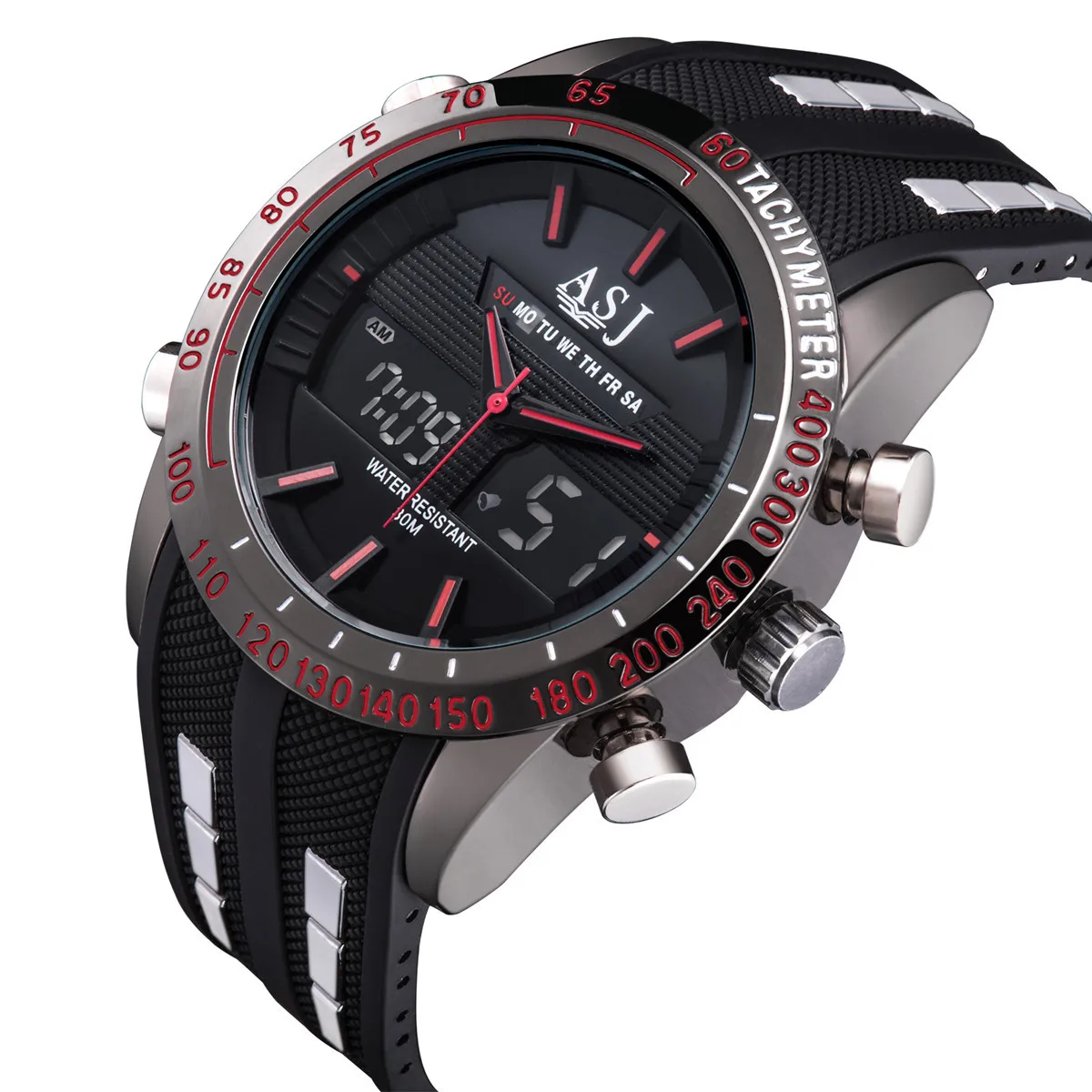 Новые мужские кварцевые цифровые часы спортивные Relogio Masculino ASJ Топ бренд Relojes LED