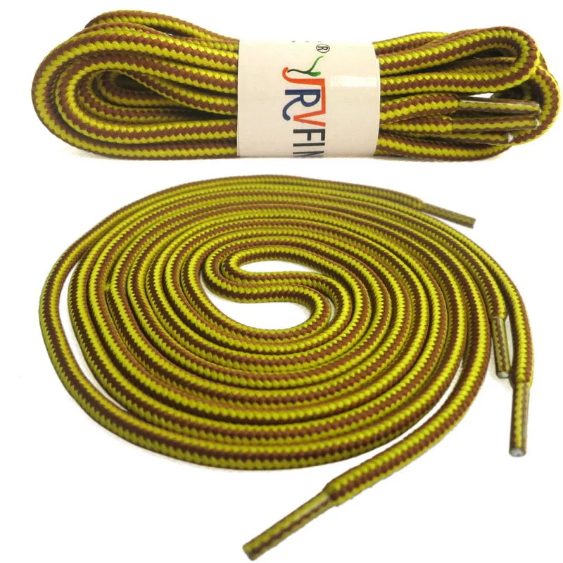 10 Gold Yellow Brown ; 1 пара круглых полосатых кроссовок; шнурки для походов; шнурки для работы; кожаные ботинки; шнурки; Диаметр 0,4 см - Цвет: 10 Gold Yellow Brown