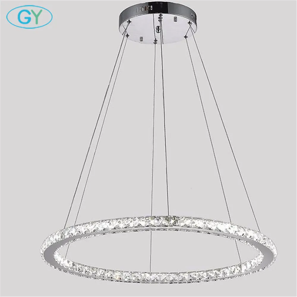 

Modern D60cm D70cm D80cm LED ring chandelier 30W 36W 42W led crystal lustres Chrome ceiling chandelire lighting luminaire