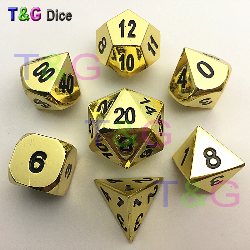 Новые высококачественные золотые металлические кости набор 7 РПГ d4 d6 d8 d10 d % d12 d20
