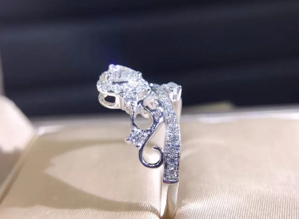 LASAMERO 0.27CT в форме сердца 18 k Белое Золото круглая огранка кольцо с натуральным бриллиантом акценты обручальное кольцо