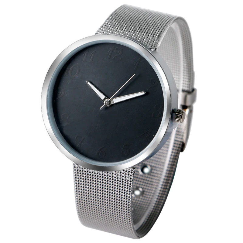 Часы наручные для мужчин и женщин Простые Модные кварцевые с уникальным черным