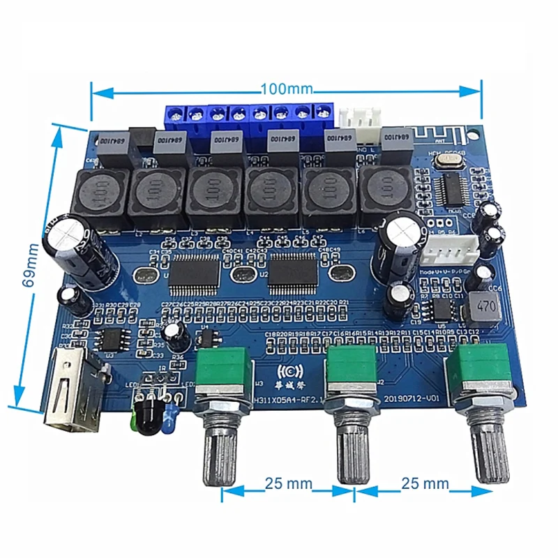 Lusya TPA3118 Bluetooth 4,2 сабвуфер усилитель HIFI 2,1 канал 2*30 Вт+ 60 Вт аудио усилитель плата с пультом дистанционного управления B6-001