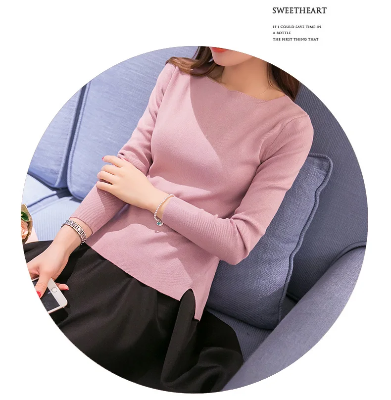 OHCLOTHING новые весенние короткие футболки с рукавами пуловер свитер корейский женский тонкий
