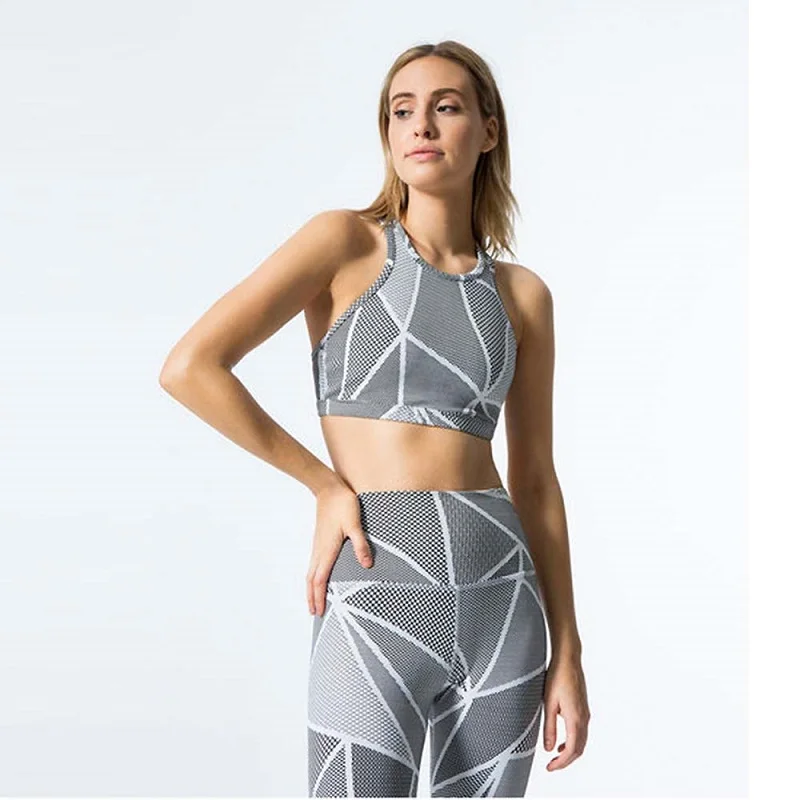 2018 Новинка! Женские комплекты с геометрическим принтом спортивный костюм