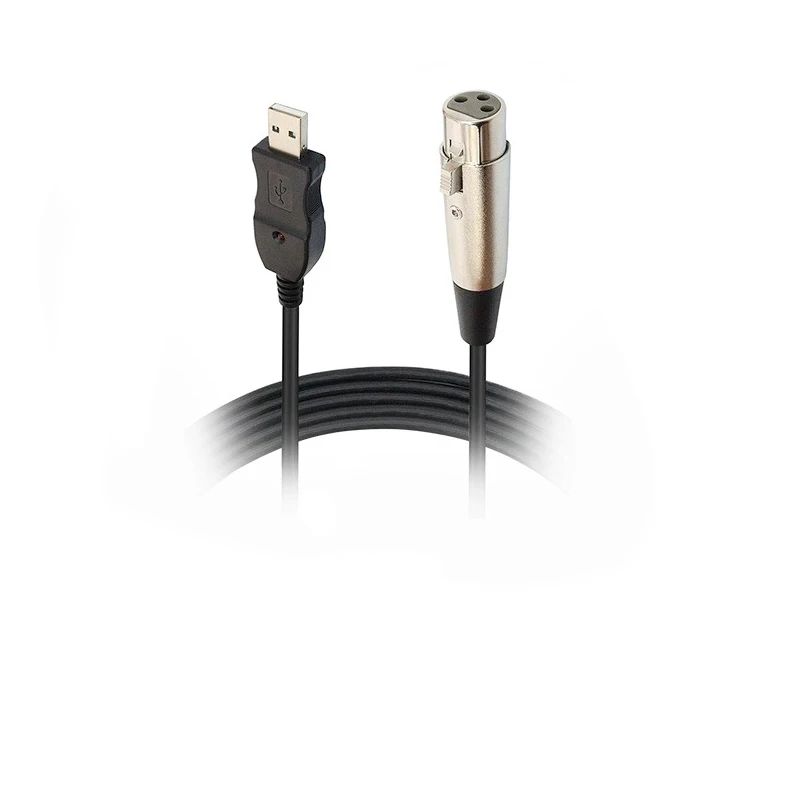 Высокое качество 3 м 9 футов USB-MIC черный микрофонный кабель USB штекер 3-контактный