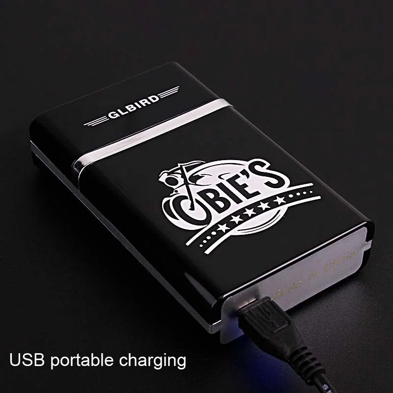 Коробка для сигарет со съемной электронной зажигалкой USB Беспламенный ветрозащитный зажигалка для сигарет