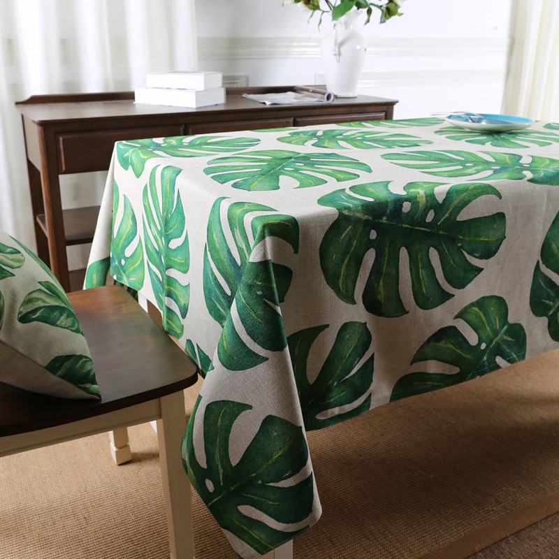 

Tropical Forest Botanical Garden Table Cloth Dining Thick Linen Cotton Tablecloth Coffee Restaurant Home Decorative Cloth Cover