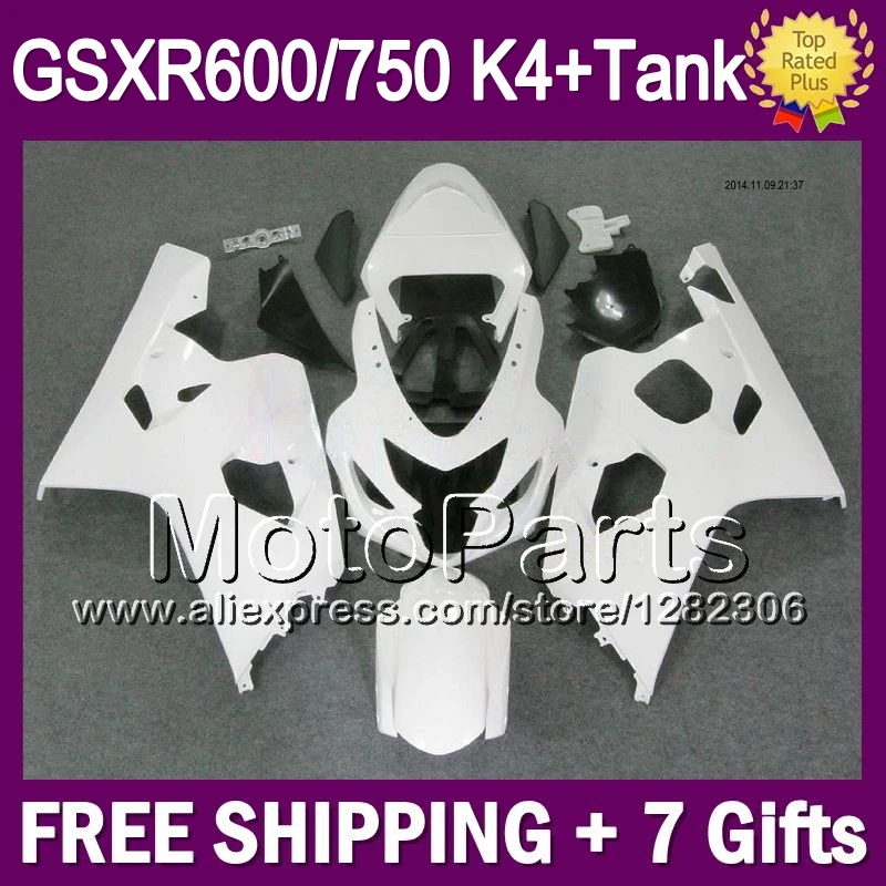 + Бак K4 ВСЕ Белое Для SUZUKI GSXR750 04 05 GSXR600 82 #73 GSX R750 R600 R 750 600 2004 2005 Глянцевый белый