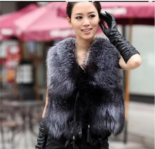 2018 Для женщин с имитацией лисьего меха жилет короткий участок повседневная