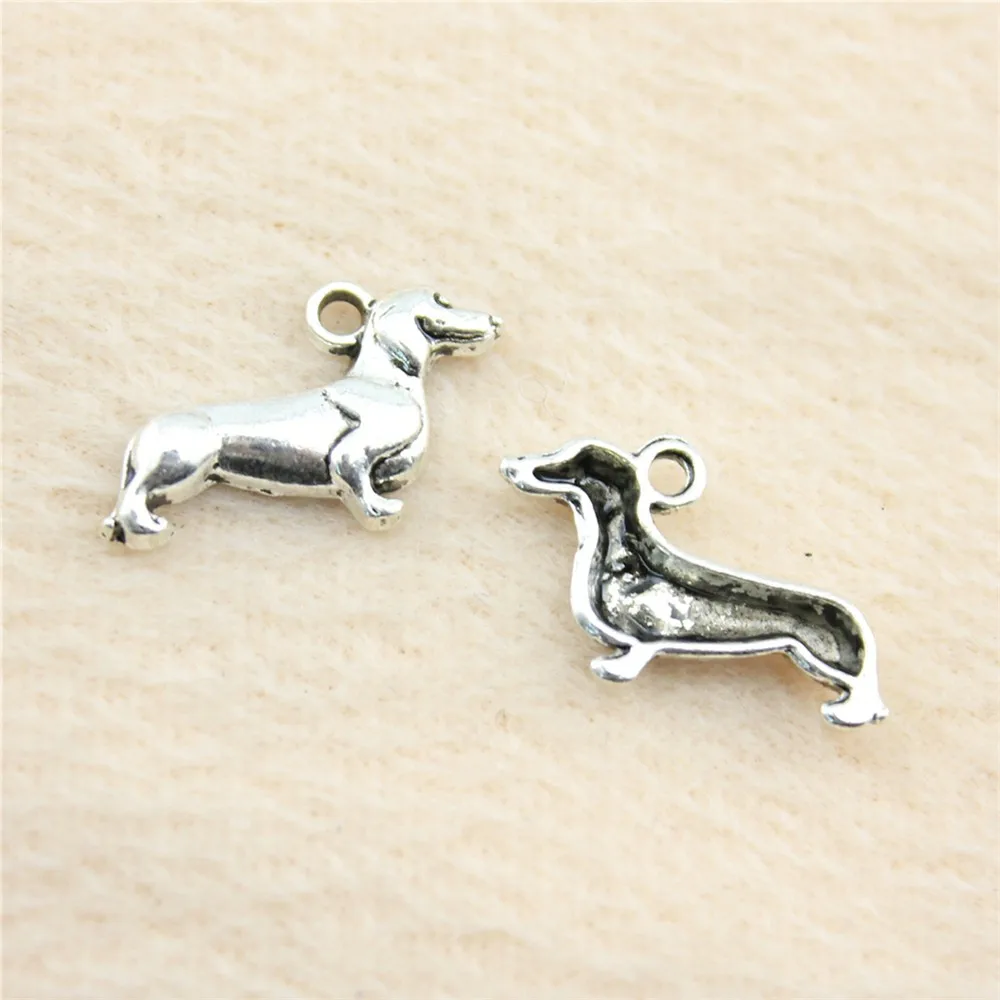 

80 шт./лот 20*15 мм очаровательные серебряные подвески в виде древней собаки DIY ювелирные изделия для браслета ожерелья серьги