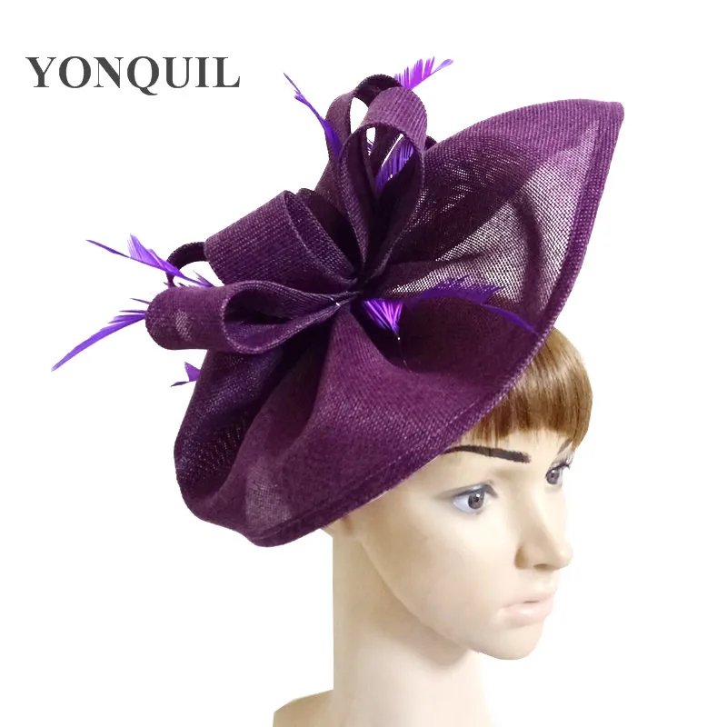 purple Sea blue женские свадебные Вуалетка для волос шляпа с фантазии перо на голову группа для вечерние партии race головные уборы Новое поступление SYF66 - Цвет: purple