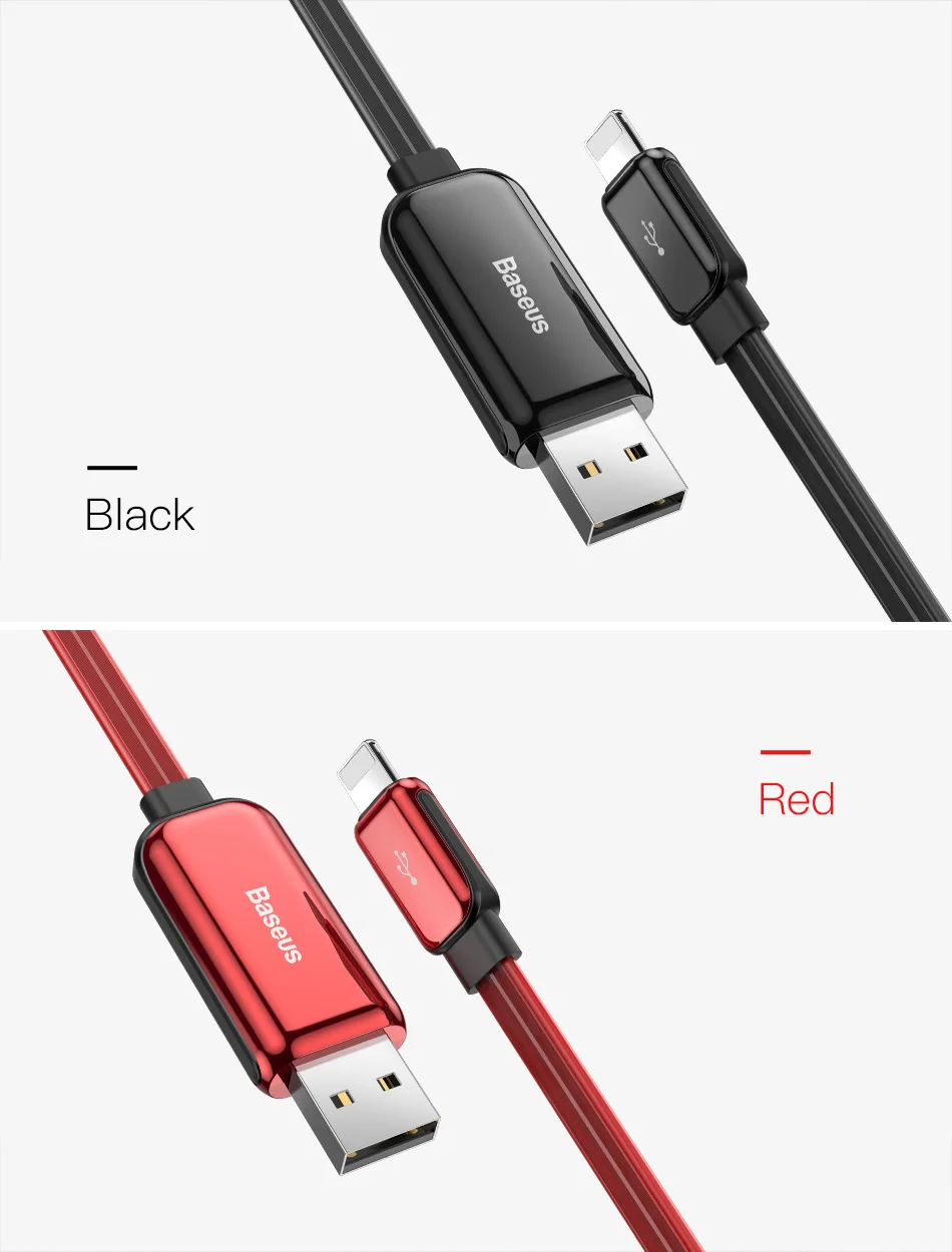 Плоский светодиодный светящийся usb-кабель Baseus для iPhone X S Max 8 7 6 a, кабель для синхронизации данных, кабель для быстрой зарядки и зарядки для iPhone
