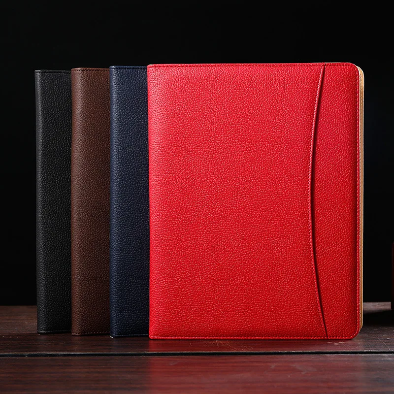 Из искусственной кожи A4 Padfolio многофункциональная бизнес папка планшет файл документов на молнии менеджер держатель Органайзер с калькулятором