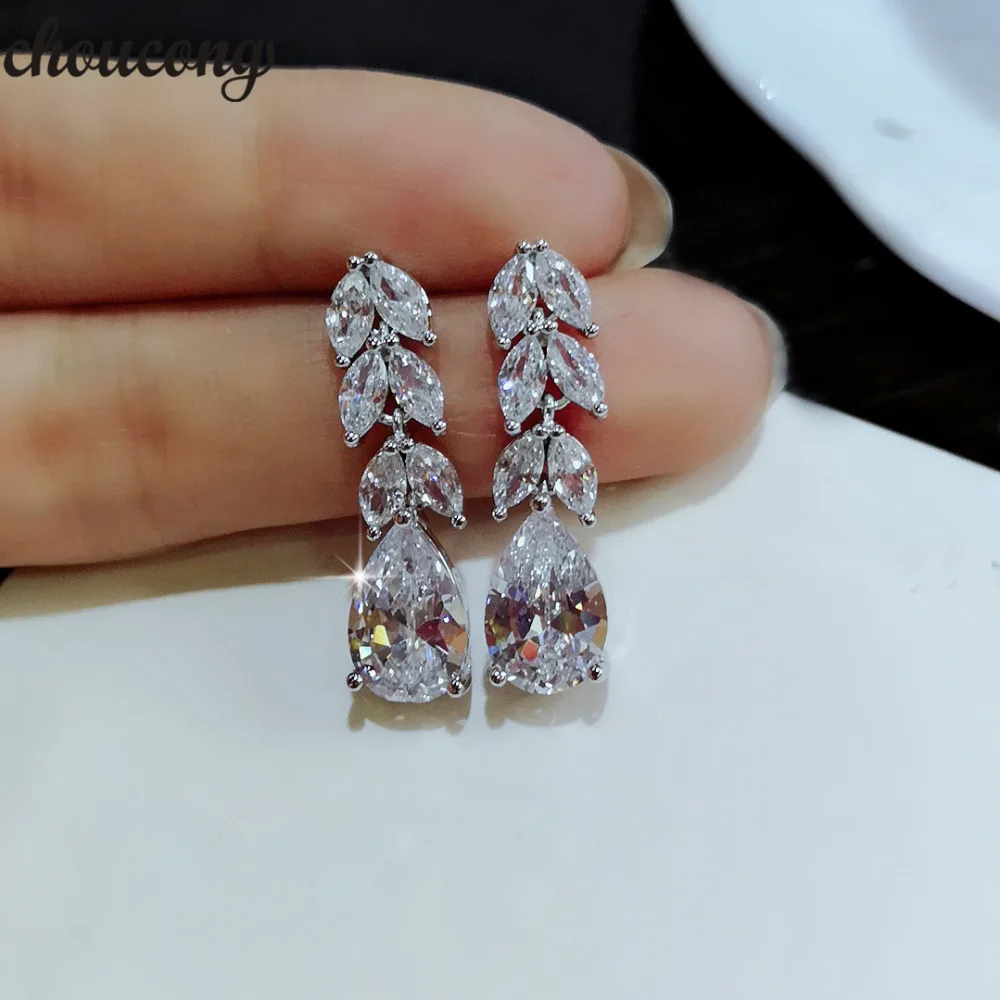 

Серьги-подвески Choucong из серебра 925 пробы с цветком в форме капли воды, изящные украшения для женщин, подарок на свадьбу