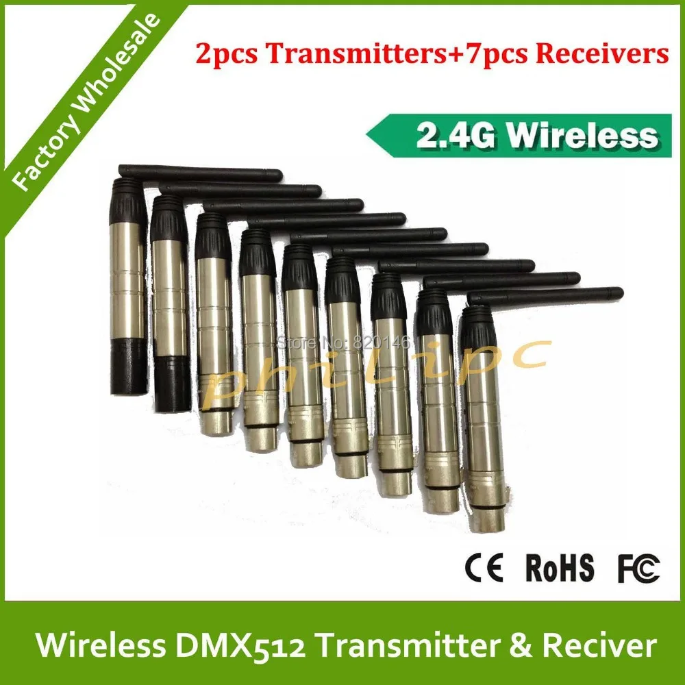 

DHL Free Shipping Wireless DMX 2pcs transmitters and 9pcs receiver DMX512 wireless console LED par light stage light