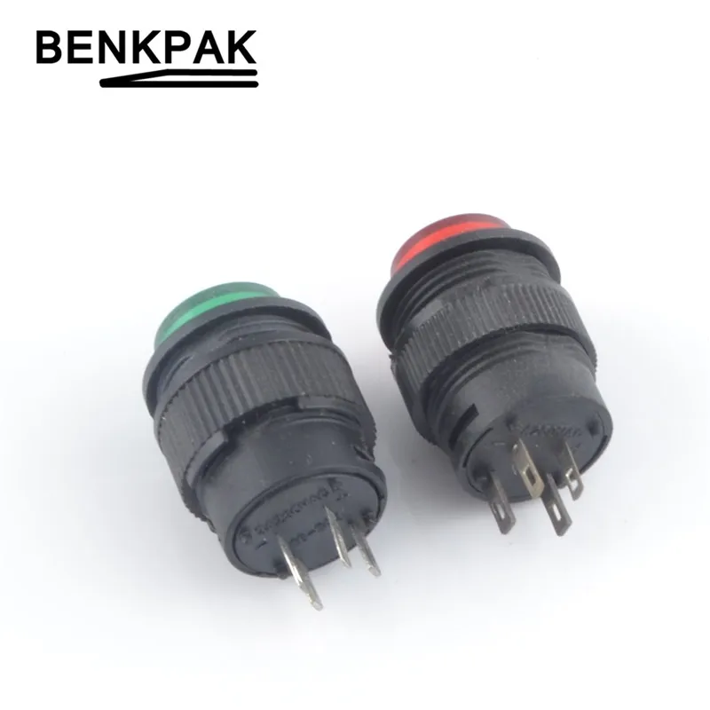 Автозамок 16 мм и мгновенная кнопка включения выключения с лампой 4pin|lamp switch|on-off