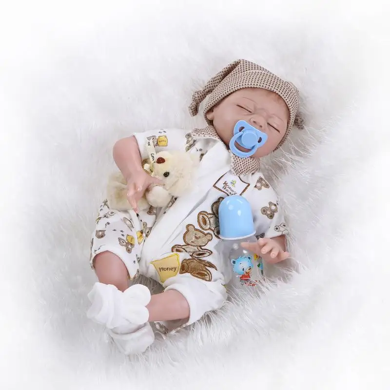 

52cm Real Looking Silicone Reborn Babies Dolls Toys for Children's Birthday Gift,18 Inch Lifelike Newborn Sleeping Doll