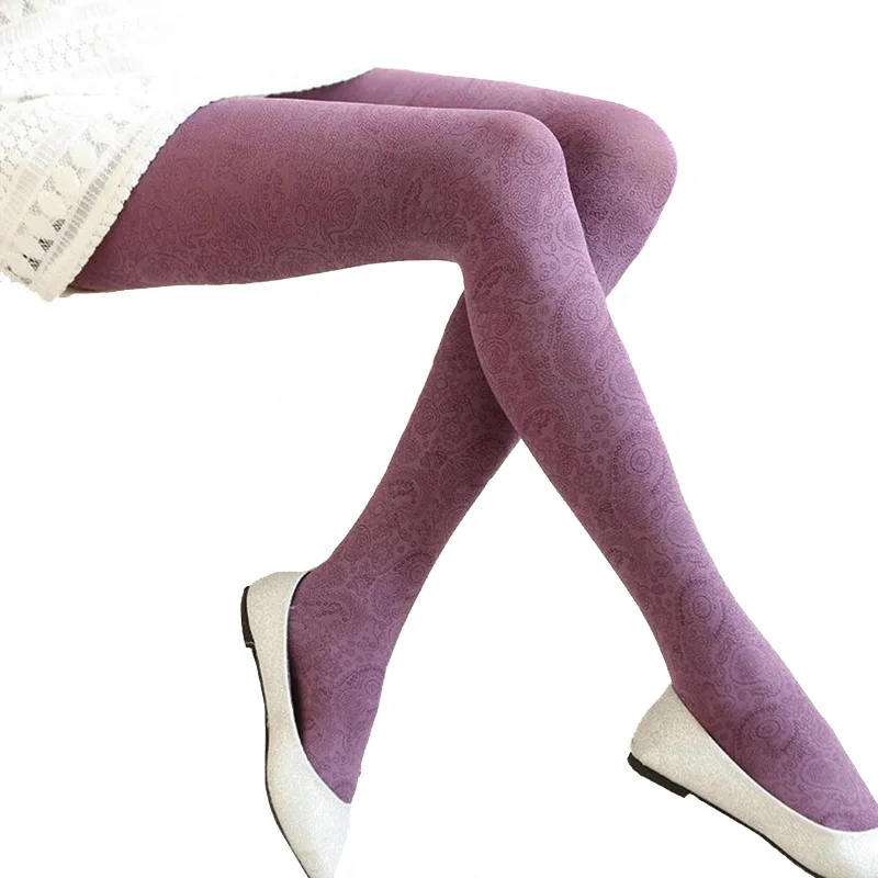 

YRRETY Warm Pantyhose Tights High Elastic Waist Stockings Female Jacquard Retro Pattern Autumn Velvet Women Stretchy Wrap Foot