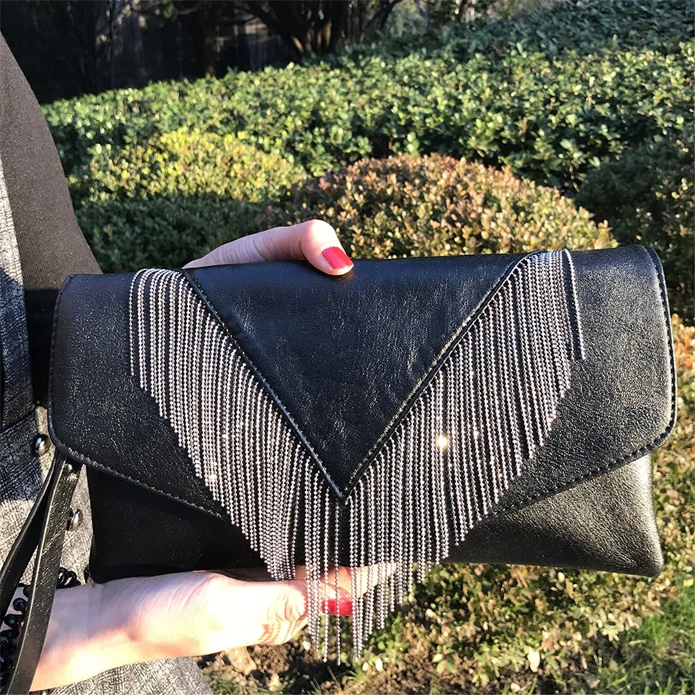Новые модные женские туфли Дизайн Марка кисточкой высокой емкости конверт Crossbody сумка дамы клатч вечерняя сумочка; BS010 для вечерние