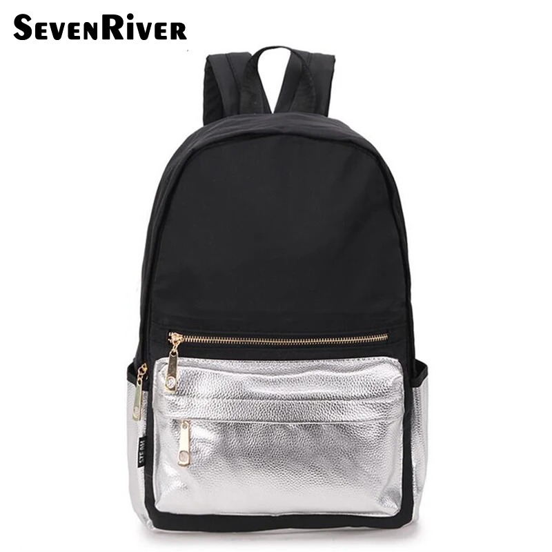 Gold Color Women Nylon Backpack For Teenager Girls Bagpack Mochila Feminina Casual School Shoulder Bags Waterproof | Багаж и сумки