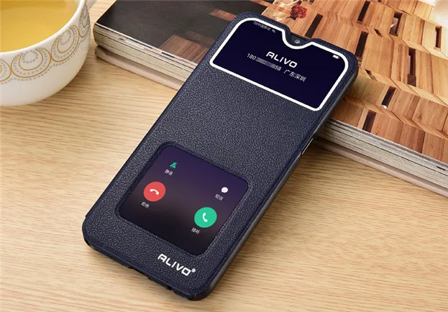 dark blue 6,4 ''для OPPO RX17 Neo чехол с окошком для просмотра флип-Стенд PC чехол для телефона для OPPO RX17 Neo RX 17 Neo R17 Neo RX17Neo ответ из искусственной кожи - Цвет: dark blue