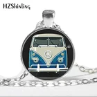Винтажное сине-красно-желтое ожерелье с подвеской в стиле хиппи мир фургон автобус фото пляжный автобус автомобиль коллекционеров знак мира ювелирные изделия HZ1