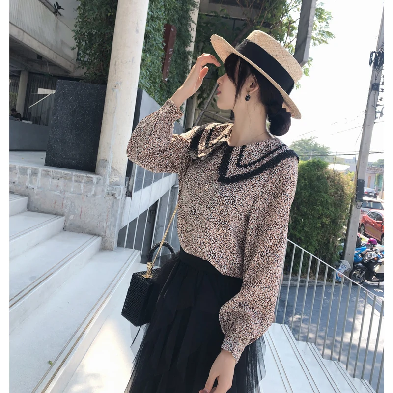 Mishow женский леопардовый принт топы с длинными рукавами и блузки свободные OL